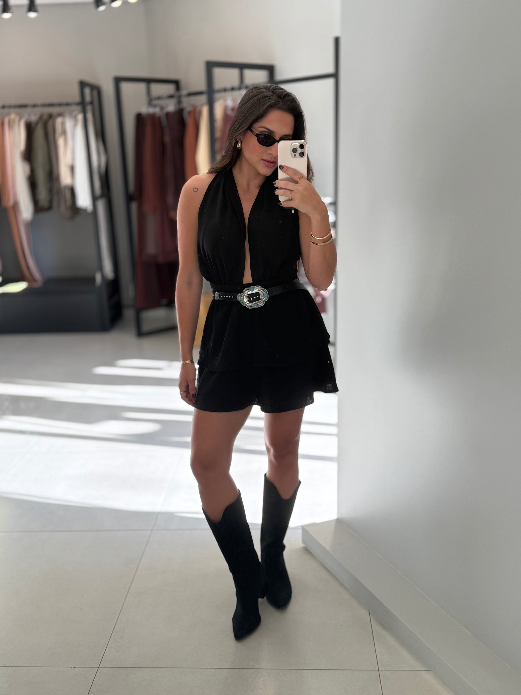 Saia Curta Babados Boho - Yeskla