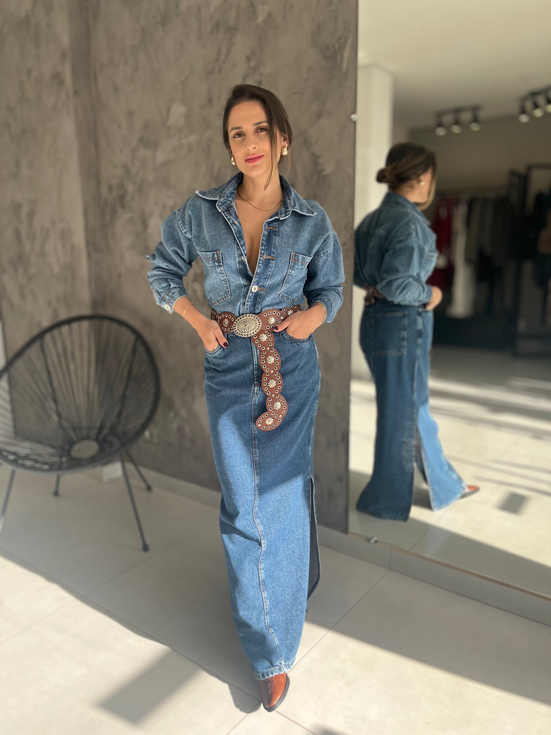 Jaqueta Jeans Over Sized Bolso