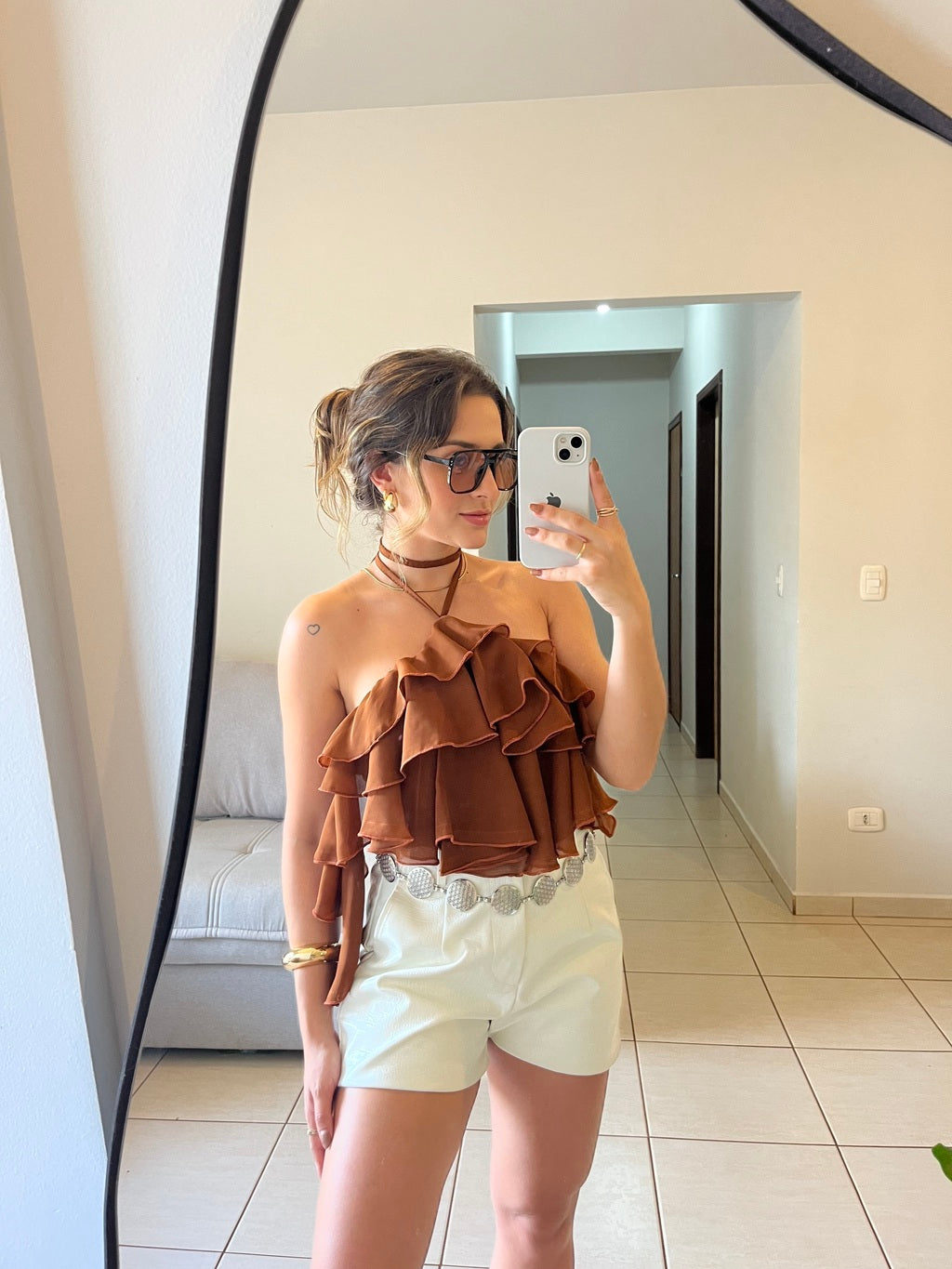 Cropped Bata Feminino com Babados Boho Chic