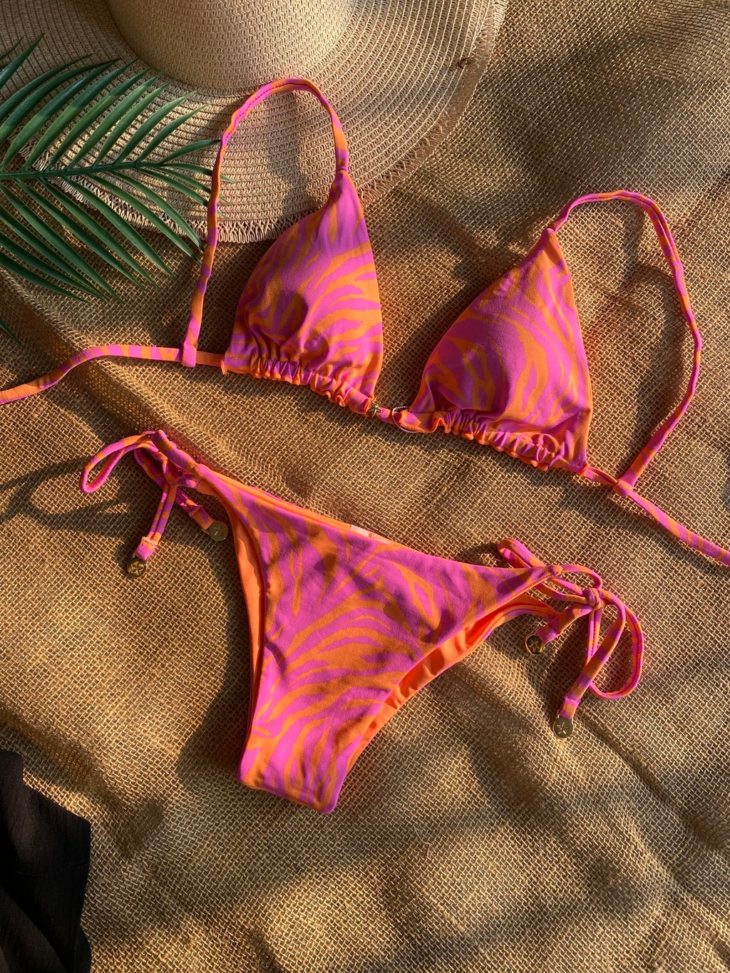 Biquini Cortininha Tigre Laranja