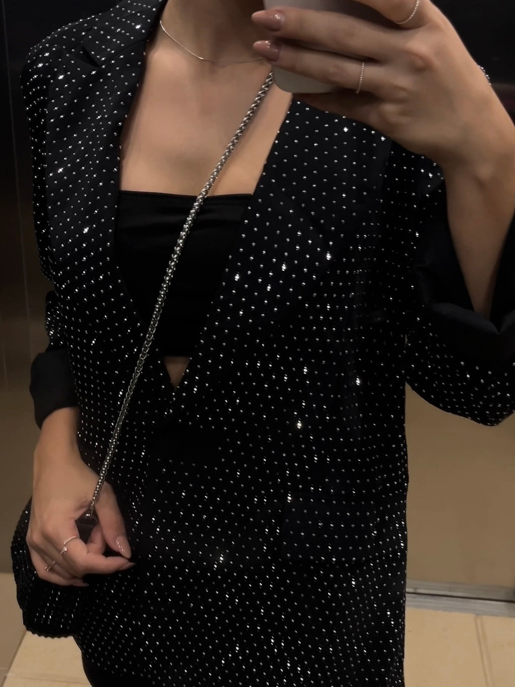 Blazer Feminino Oversized com Brilho – Diamond