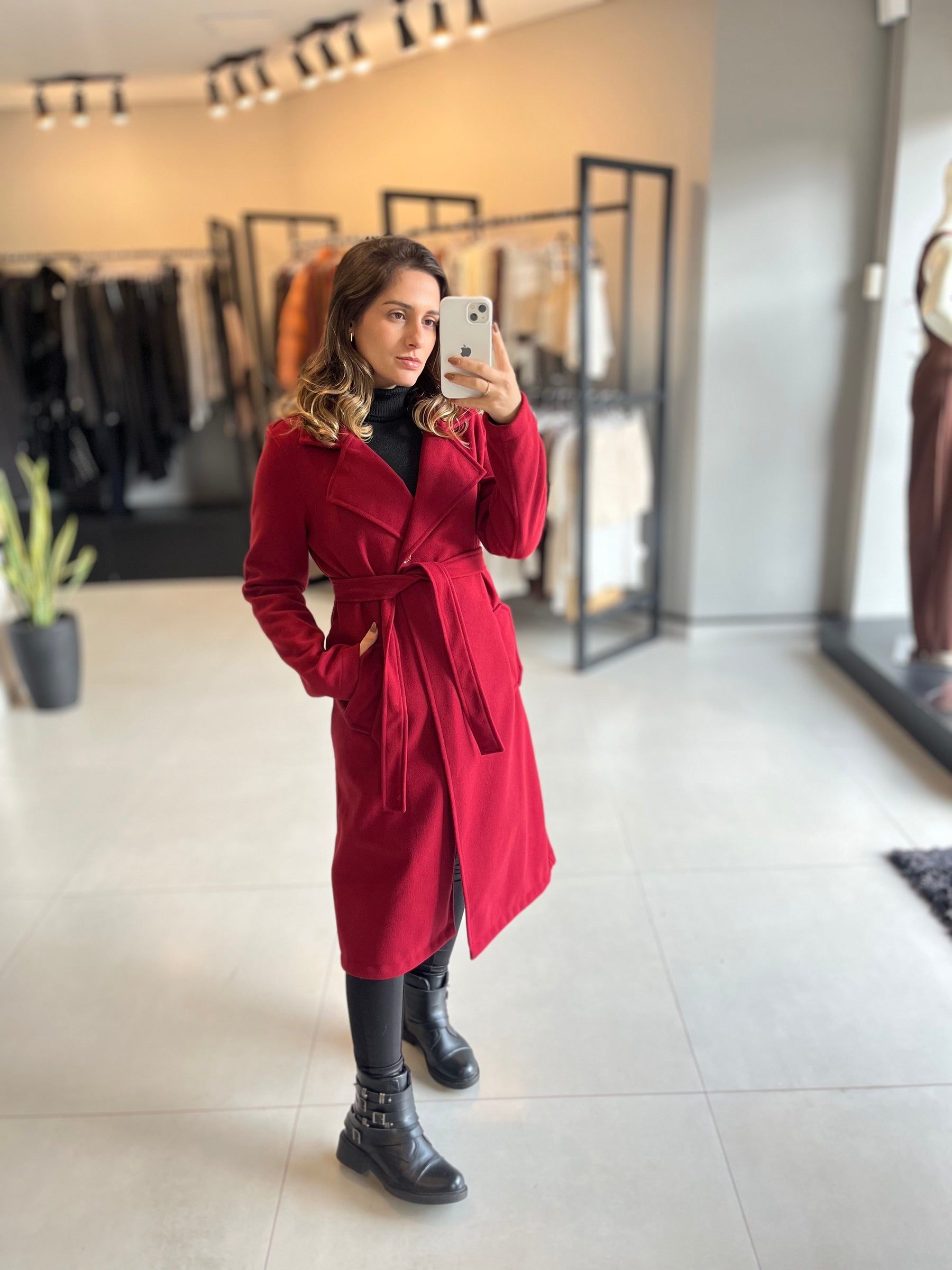 Sobretudo Lã Batida Agreg Cherry