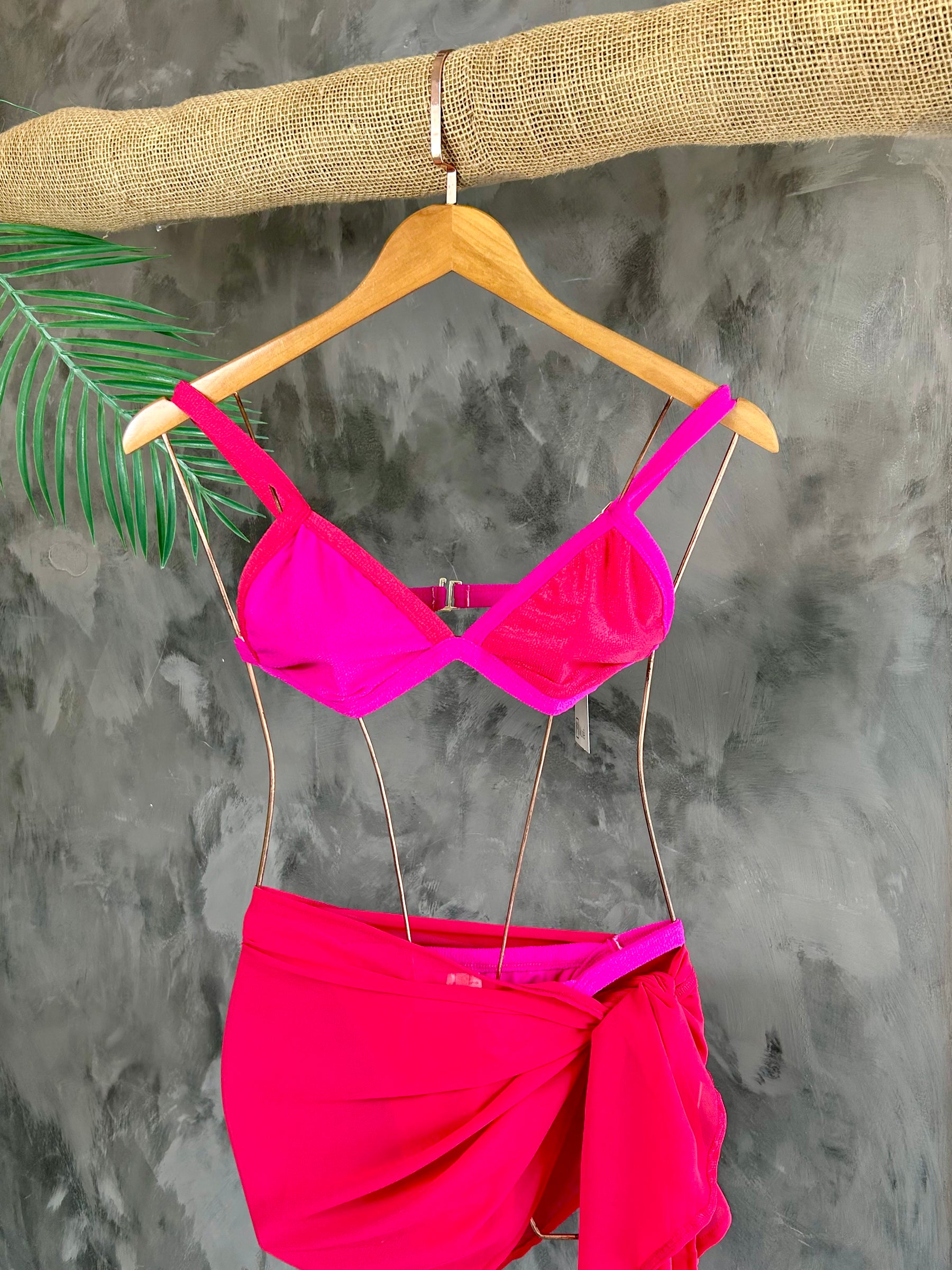 Biquini Cortininha fixa magenta