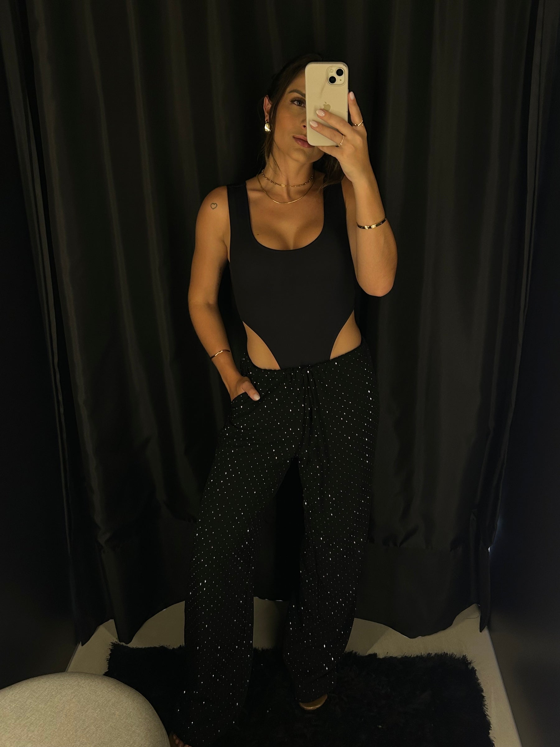 Calça Pantalona Aplicação Brilho- Bi Bella