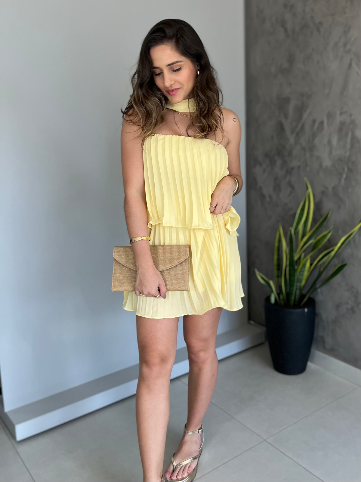 Conjunto Curto Plissado- Aline