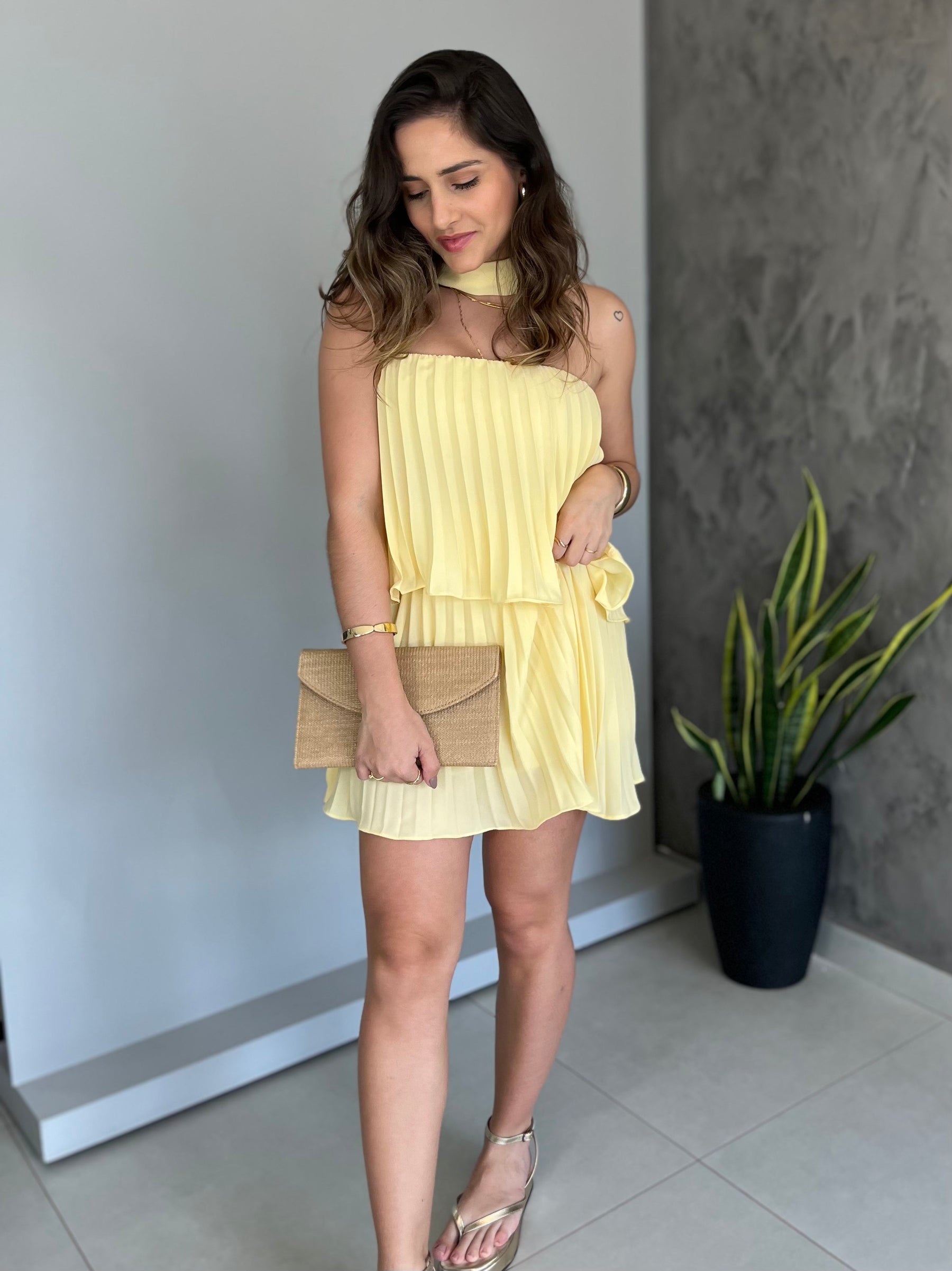 Conjunto Curto Plissado- Aline