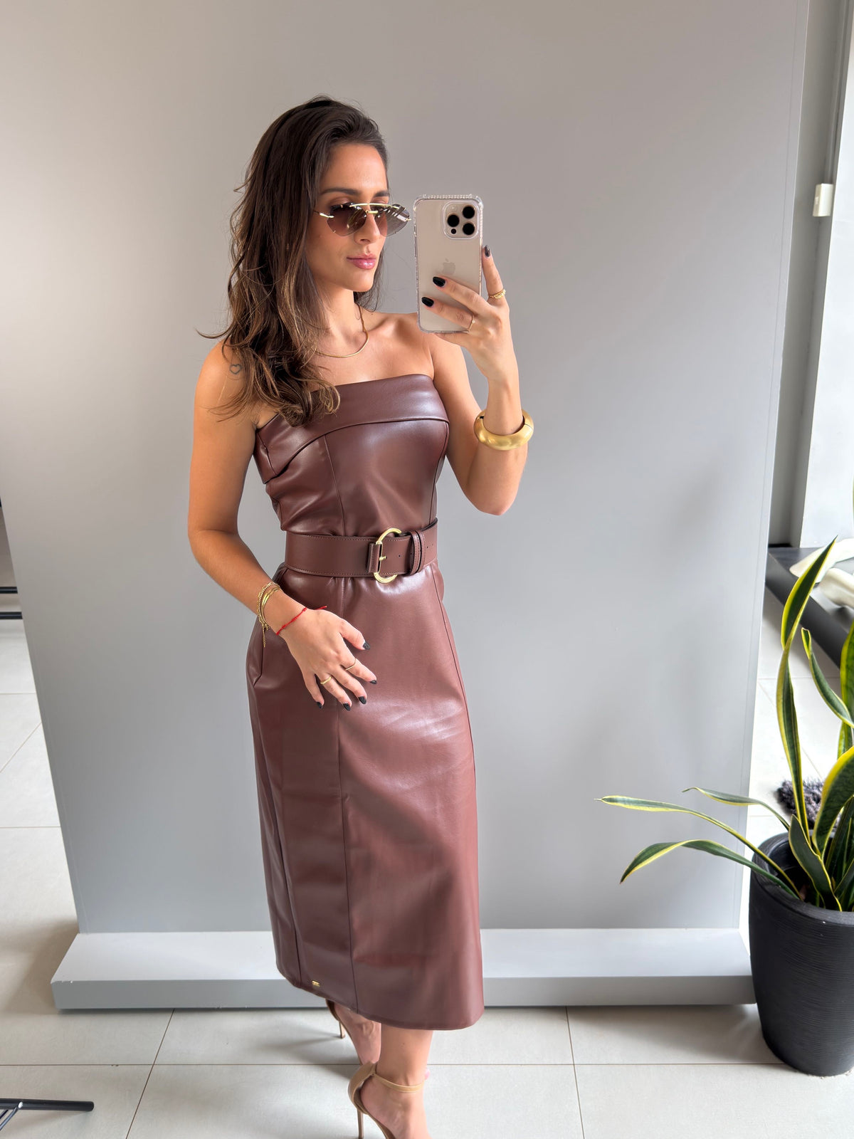 Vestido Midi Couro - Naguchi