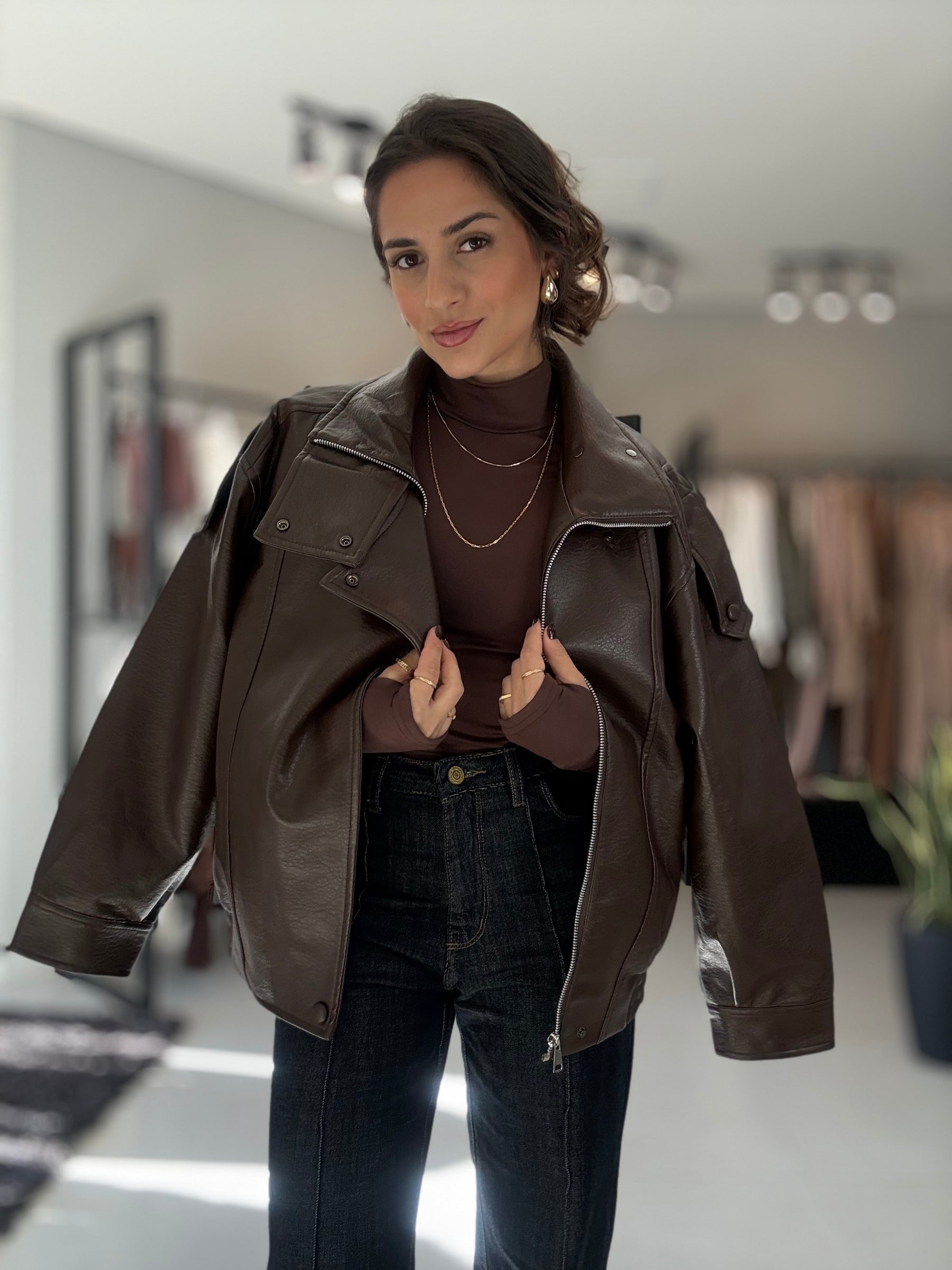 Jaqueta Couro Oversized