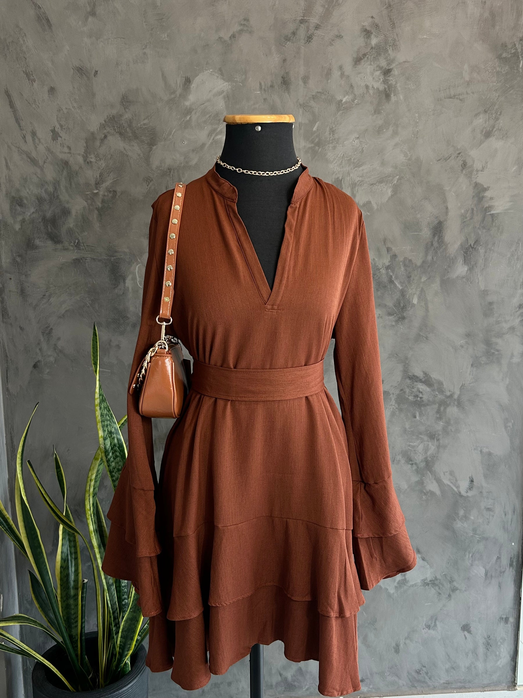 Vestido de Babados Boho Chocolate - Yeskla