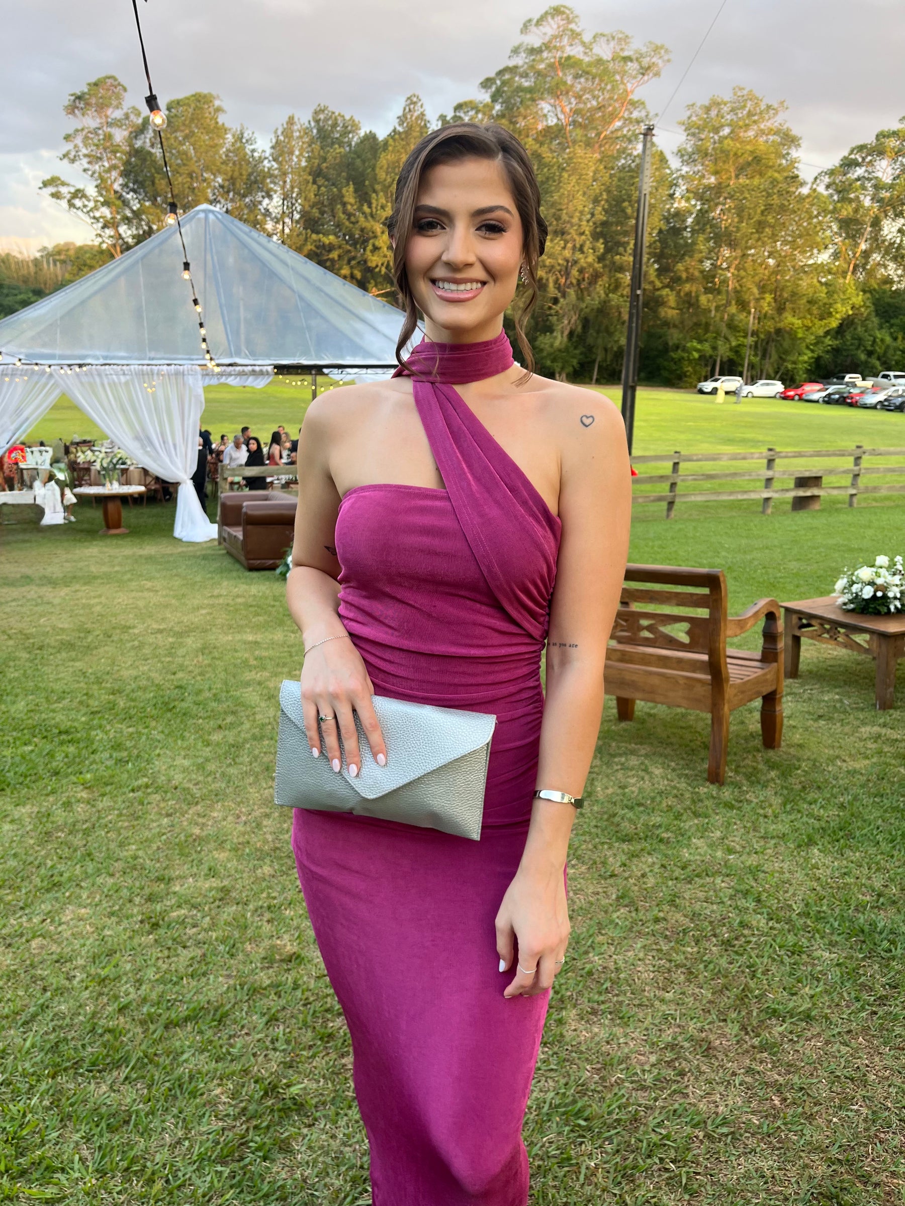 Vestido Longo de Festa Um Ombro Só com Chocker - Gabriela
