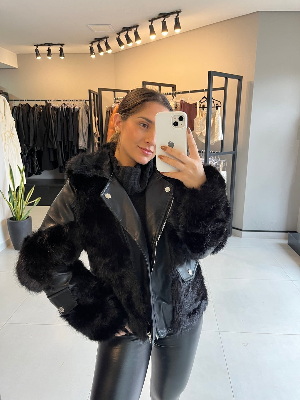 Jaqueta Feminina de Pelo para Inverno