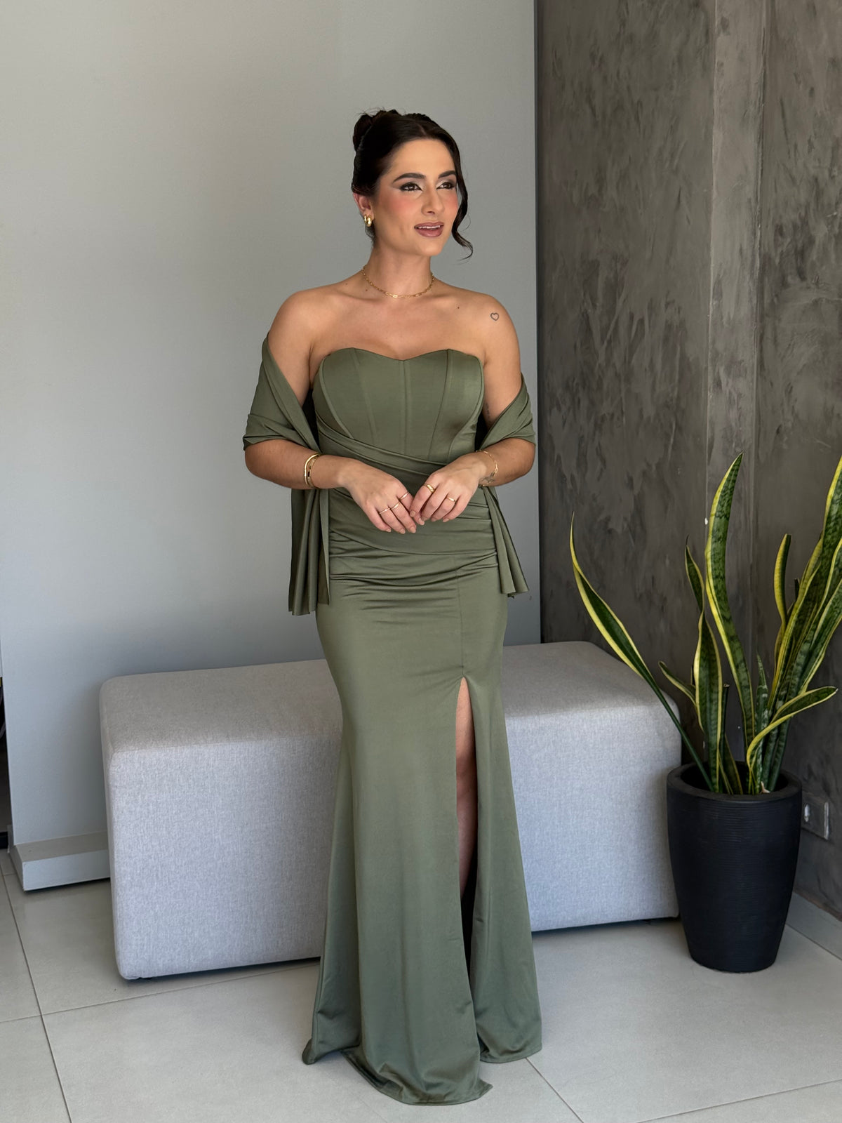 Vestido Longo de festa Corset Oliva Thálita - para ocasiões especiais