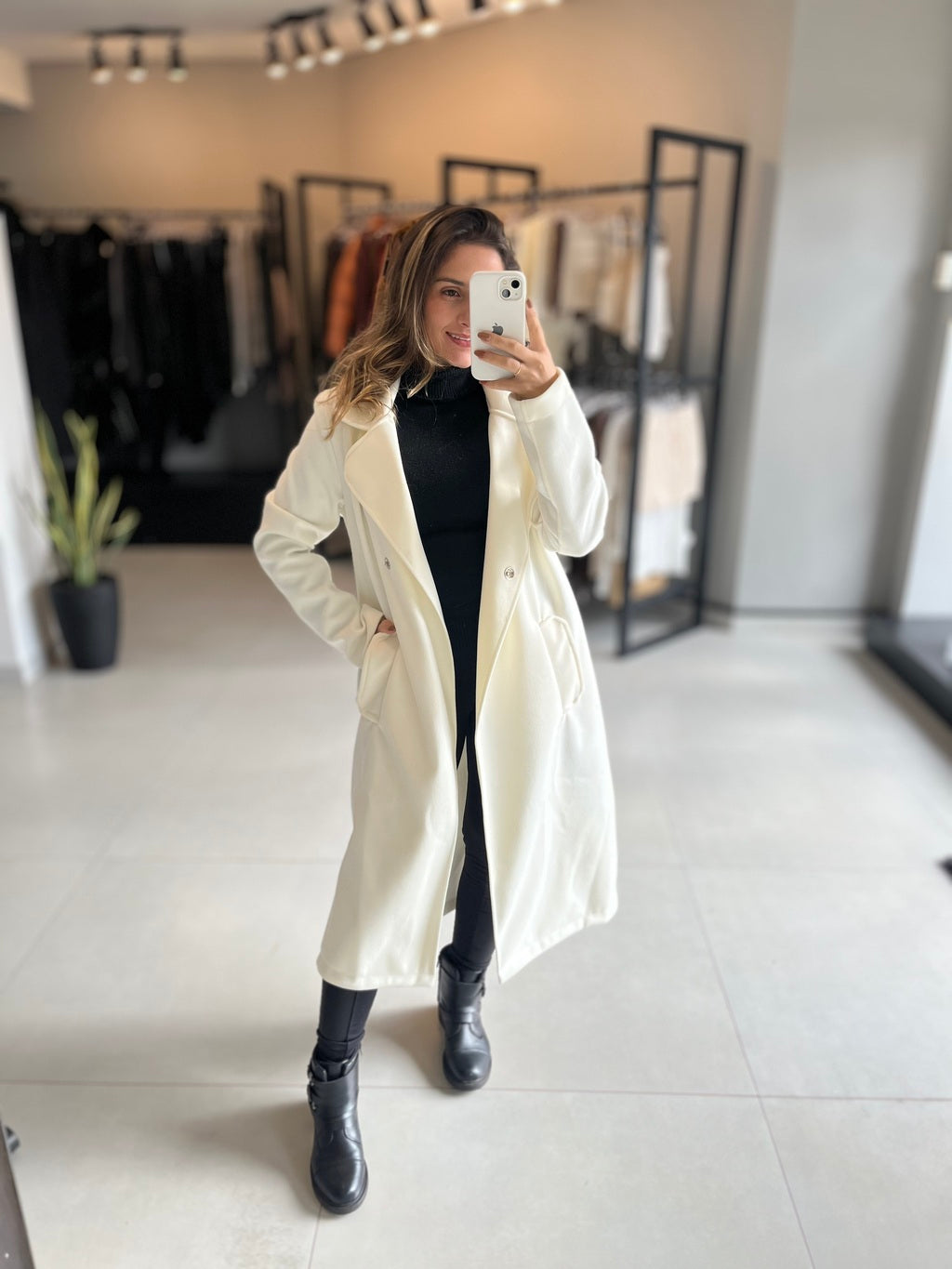 Sobretudo Casaco de Lã Batida para Inverno- Yeskla
