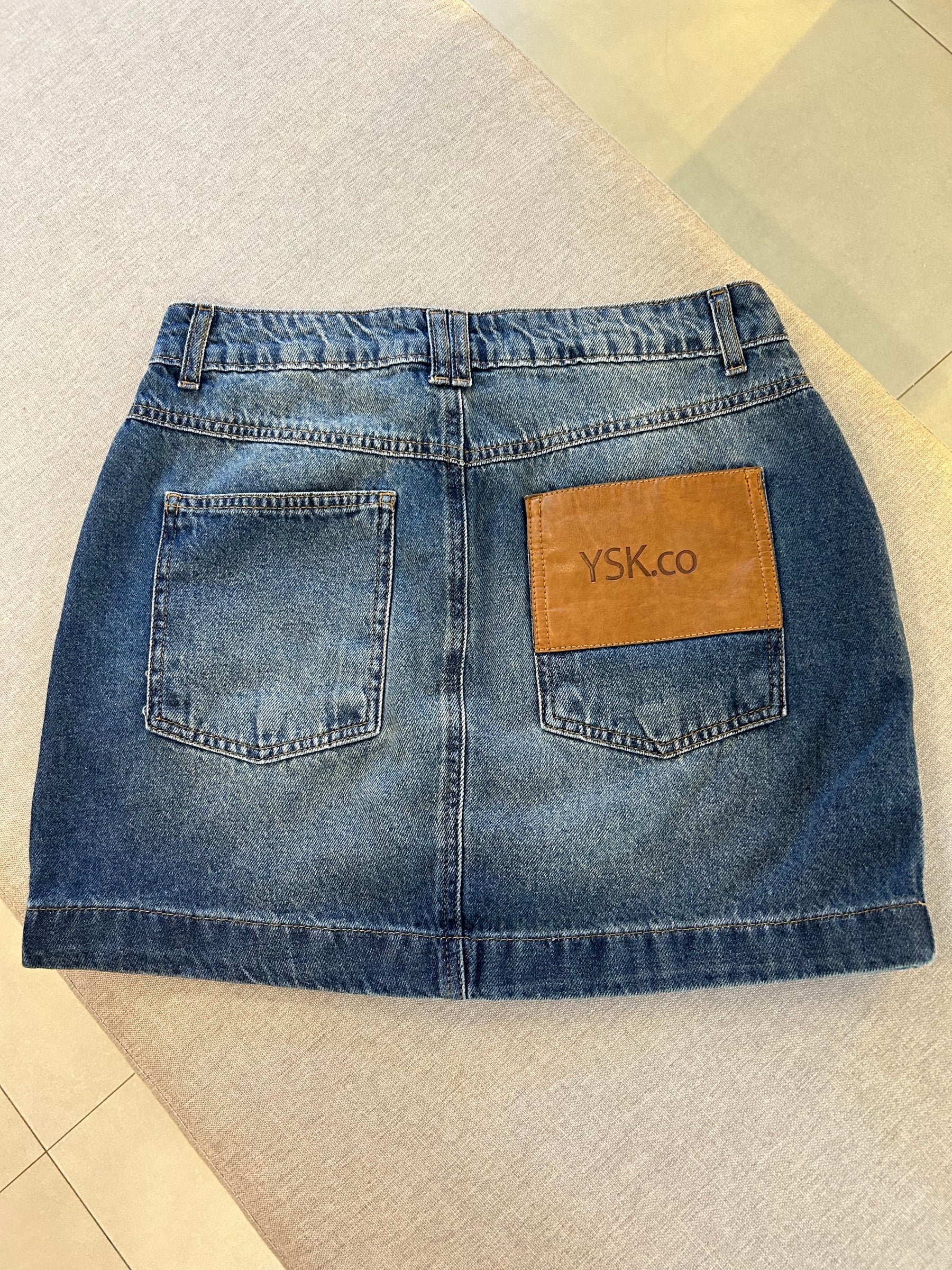 Saia Jeans Pespontada