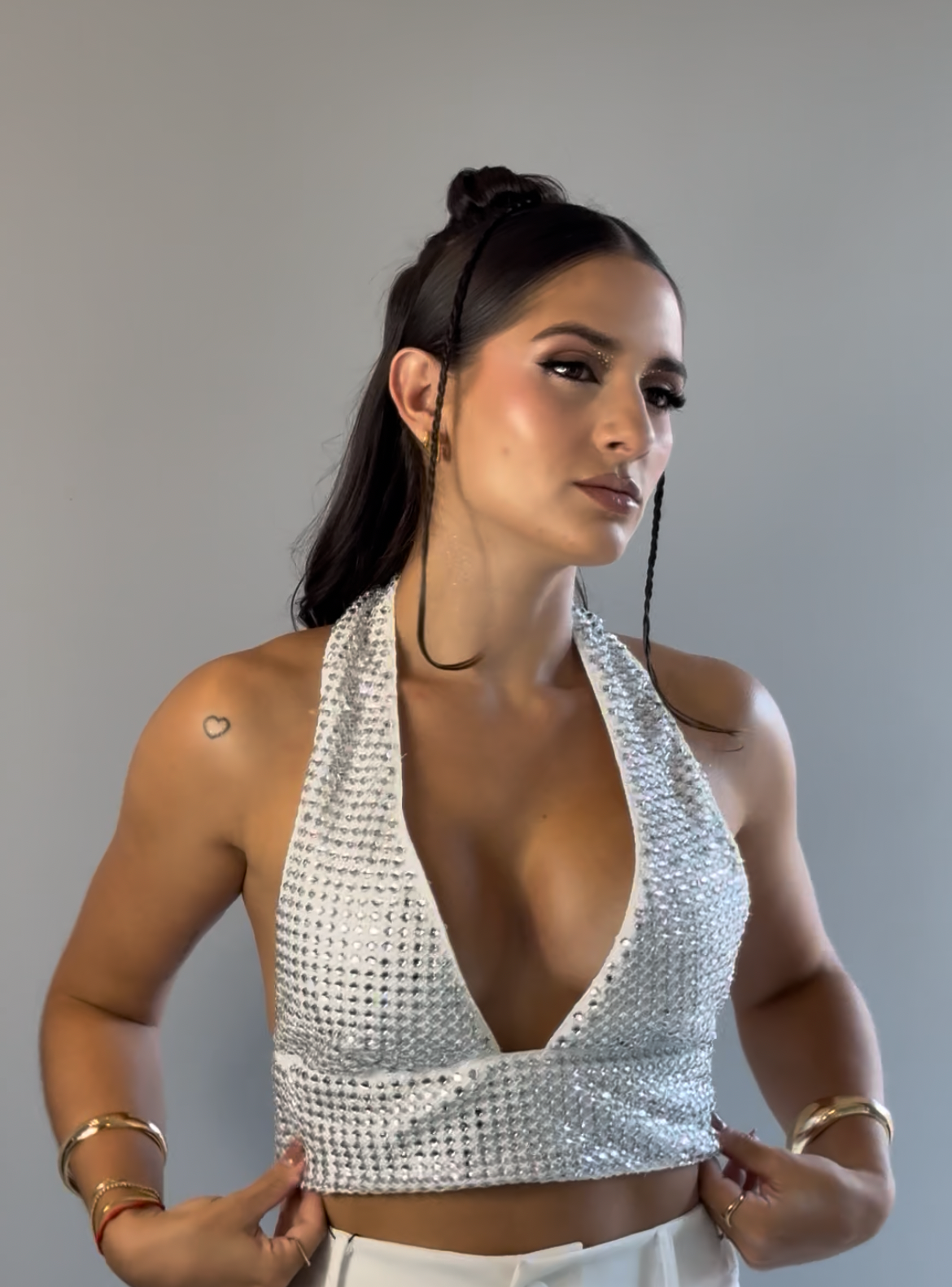 Cropped de Brilho Cravejado de Cristais