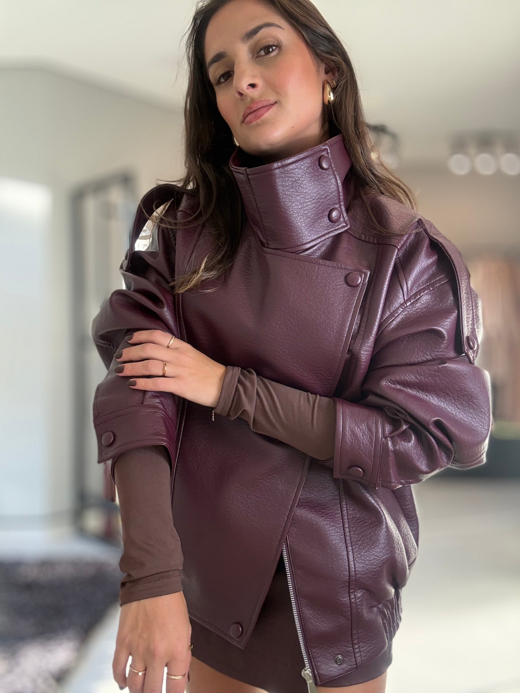 Jaqueta Couro Oversized