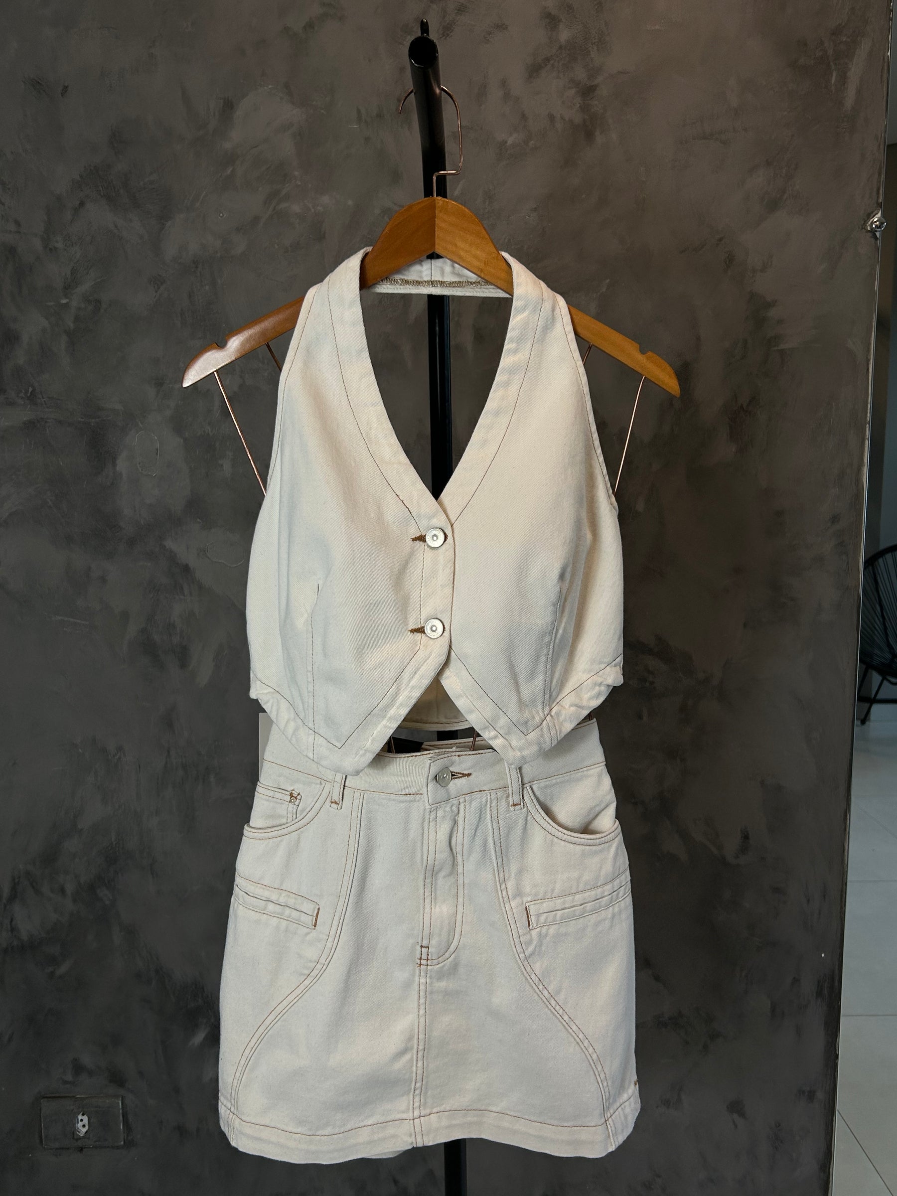 Conjunto Colete Jeans