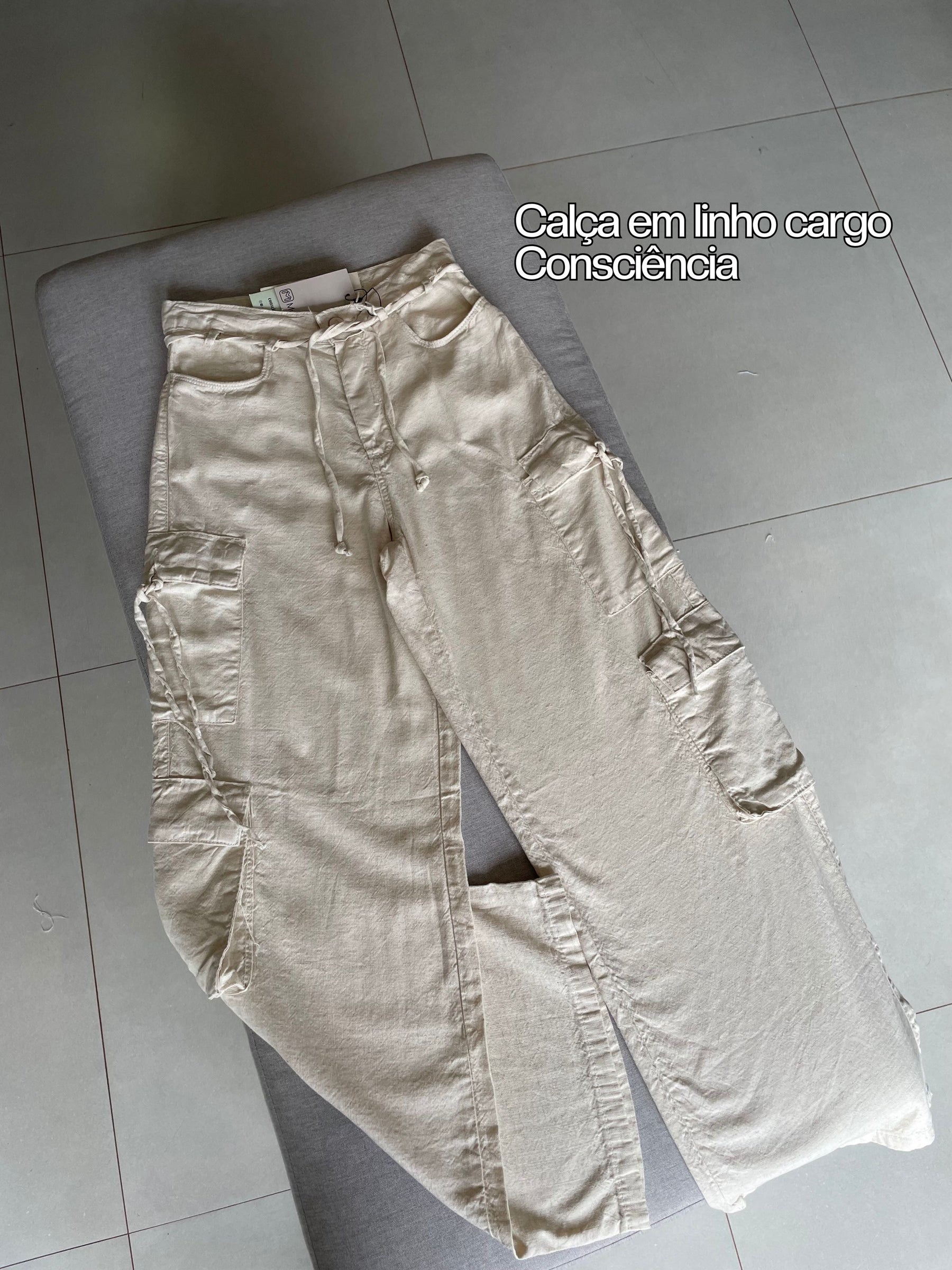 Calça Wide Leg Linho Cargo Consciência