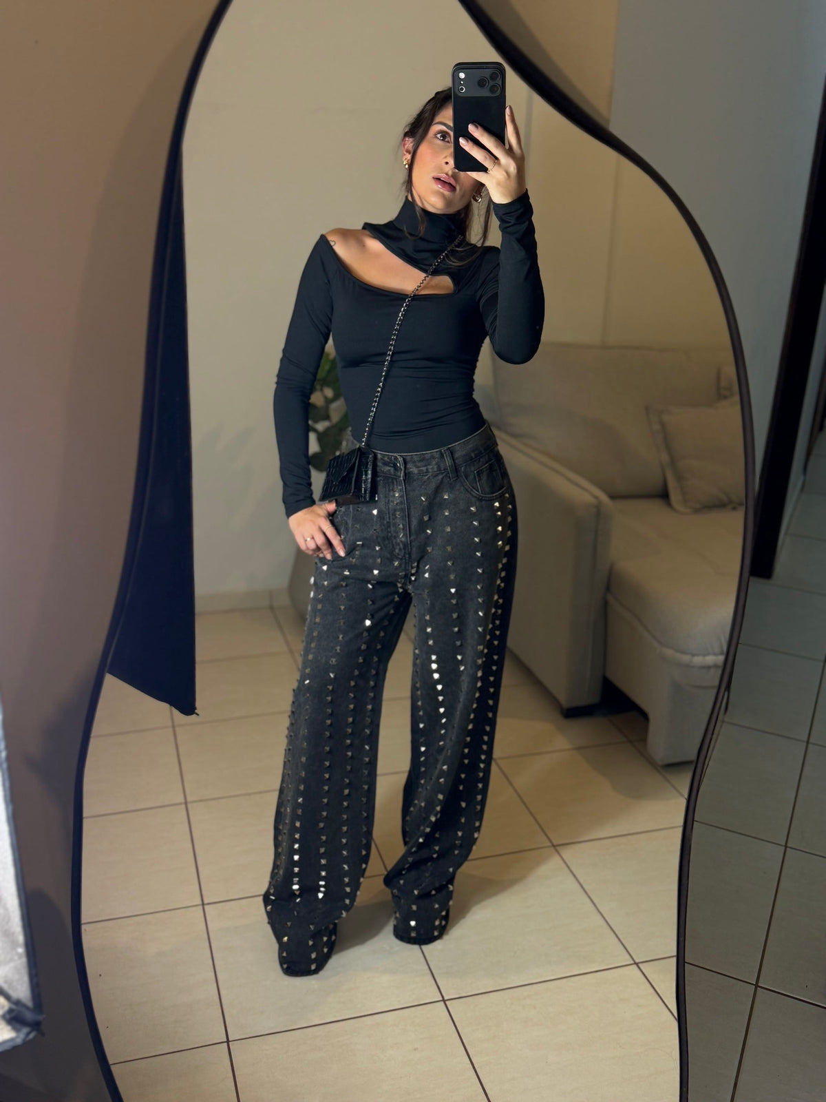 Calça Jeans Rebite
