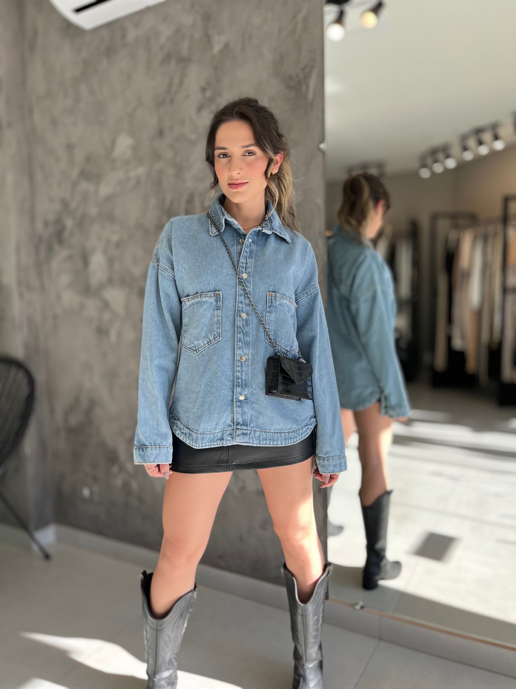 Jaqueta Jeans Over Sized Bolso