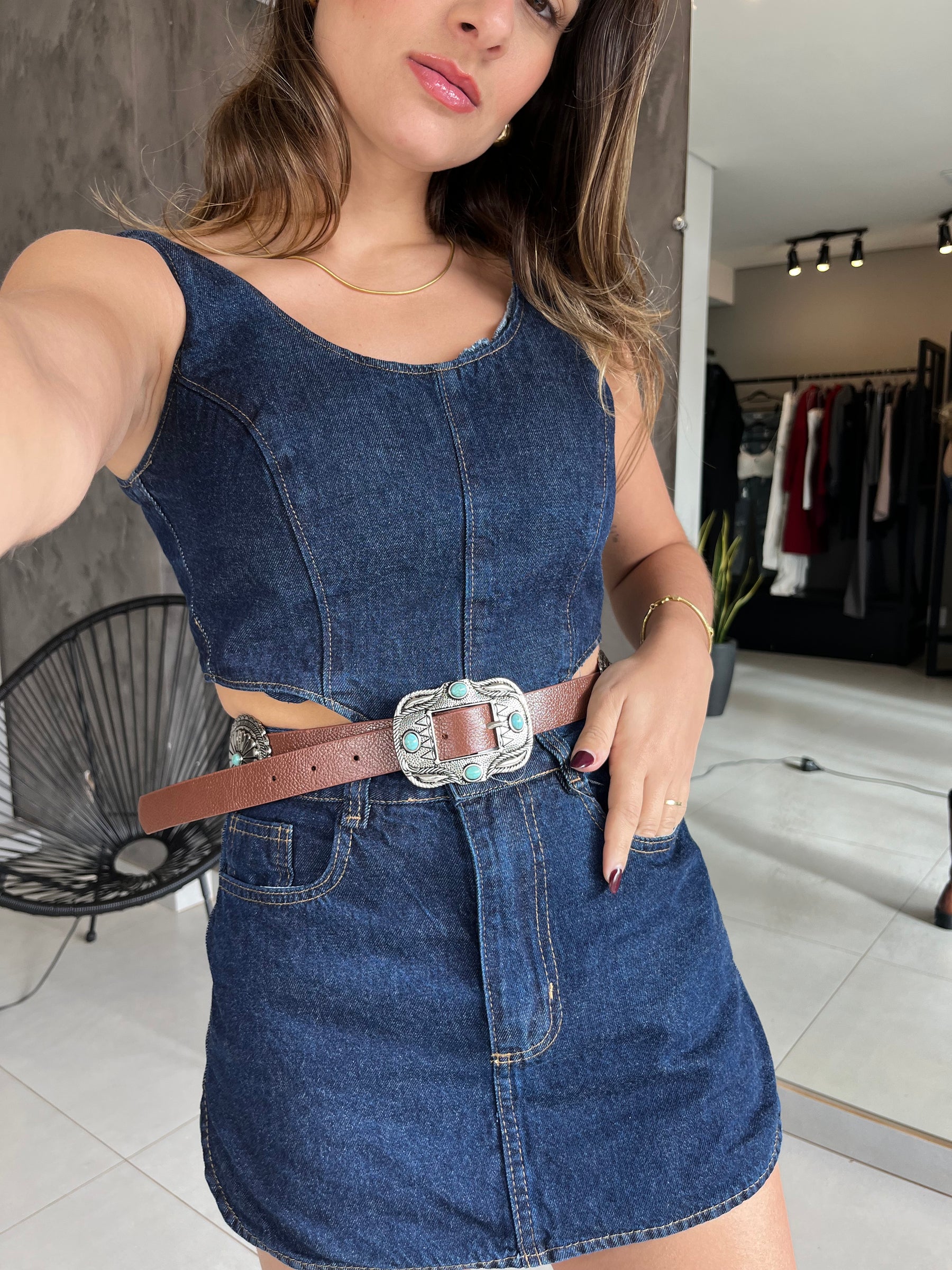 Conjunto Feminino Jeans Western- Marinho
