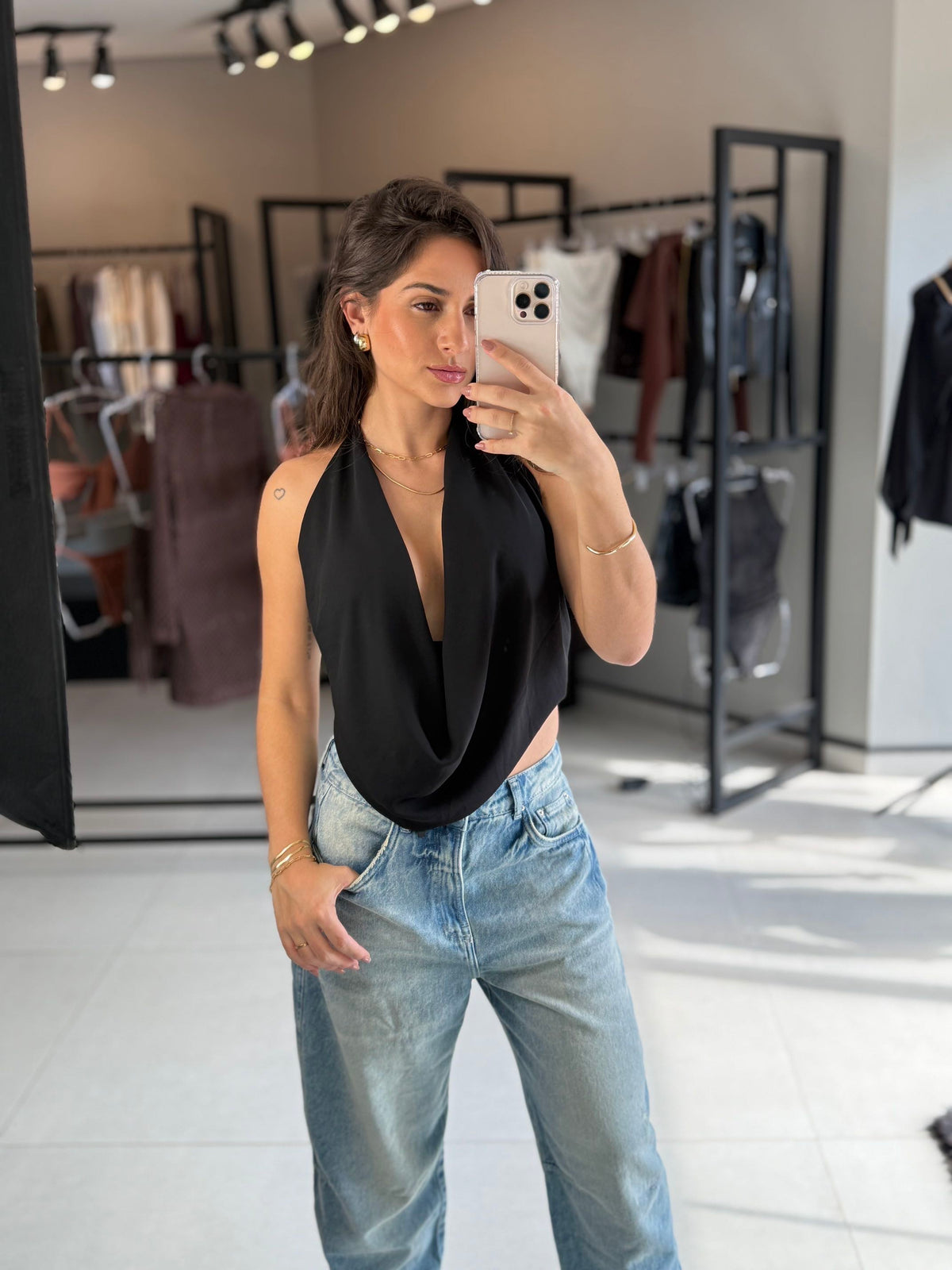 Blusa Voal Gola Boba Degage Multiformas- Vanessa