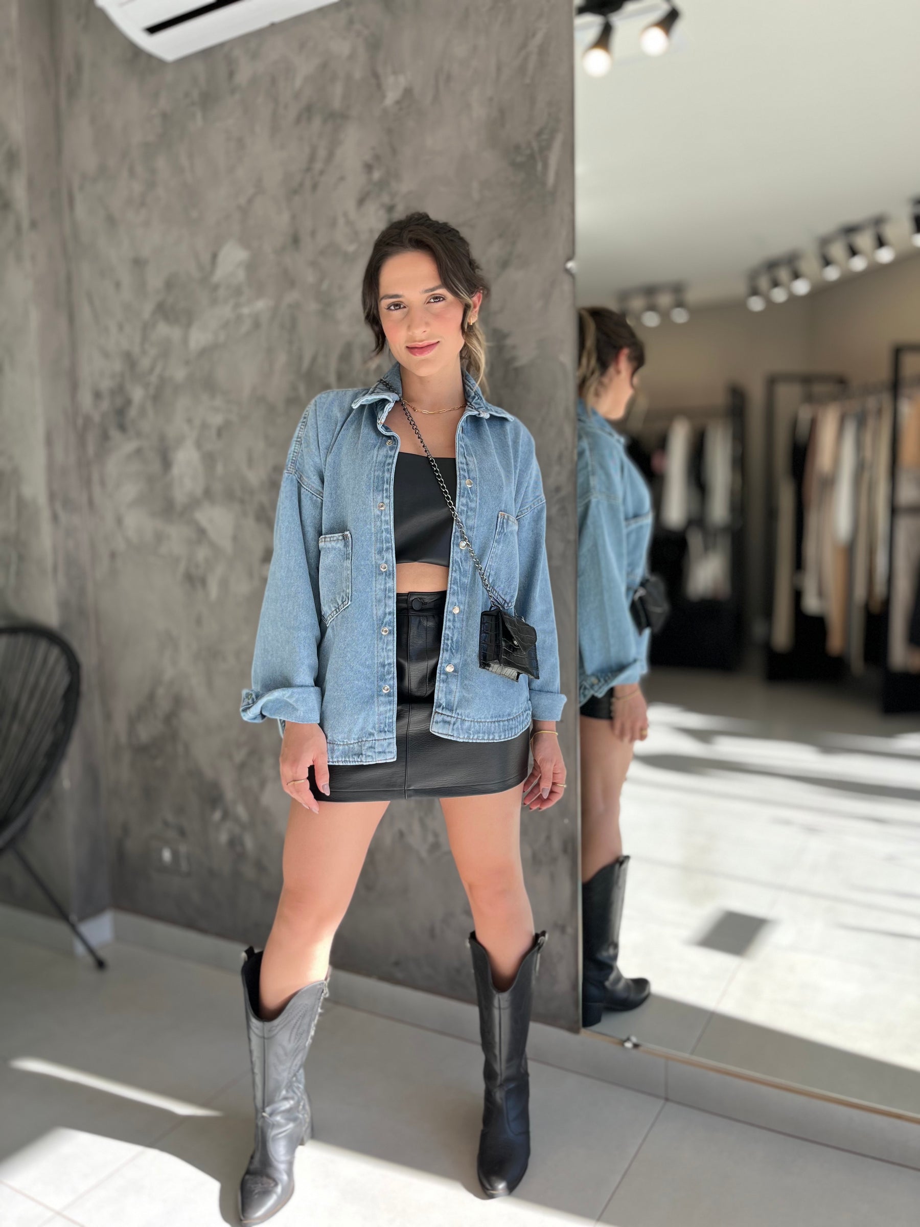 Jaqueta Jeans Over Sized Bolso