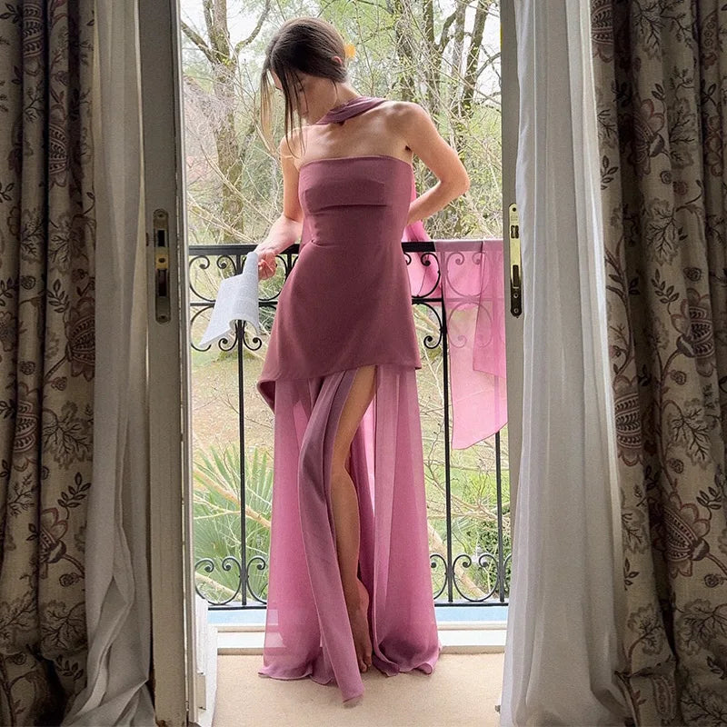 Vestido Longo Amarelo Estruturado Minimalista – Moda Festa Elegante