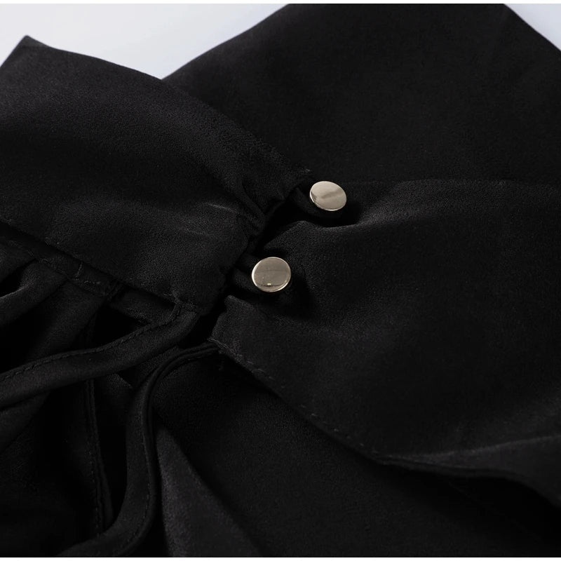 Vestido Longo de Cetim Ombro Único e Capa Lateral Melissa para Festa