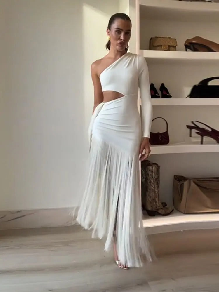 Vestido Feminino Elegante Franjas | Vestido para Festa e Ocasiões Especiais