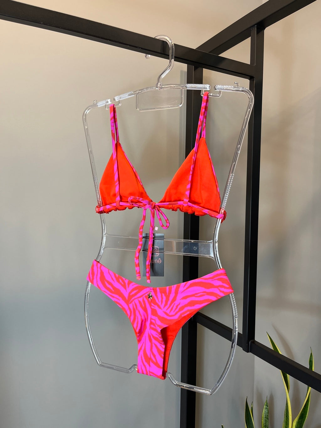 Biquini Cortininha Tigre vermelho