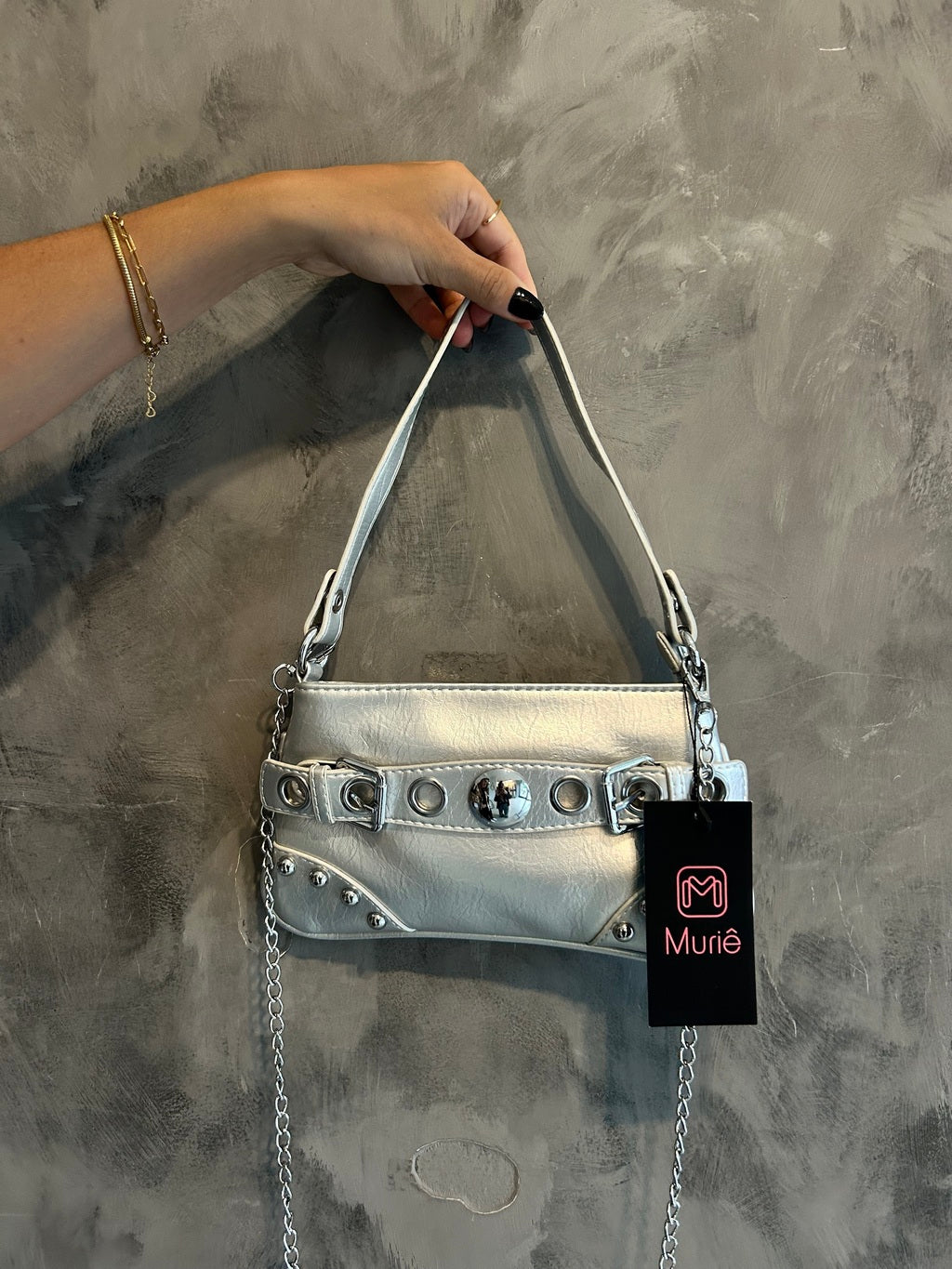 Bolsa metalizada fivelas