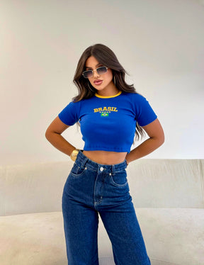 Camiseta cropped Brasil