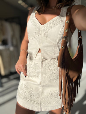 Conjunto Sarja Bordado Off White
