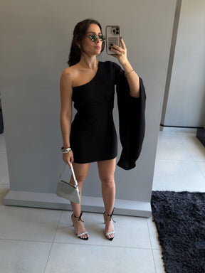Vestido Curto Manga Única Flare de Vesta