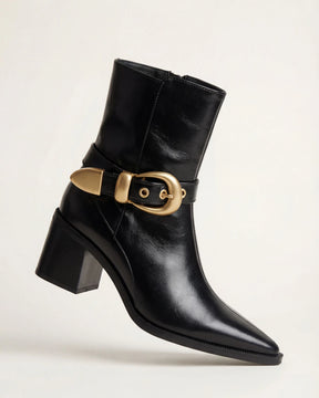 Bota Couro Fivela Bárbara Preto