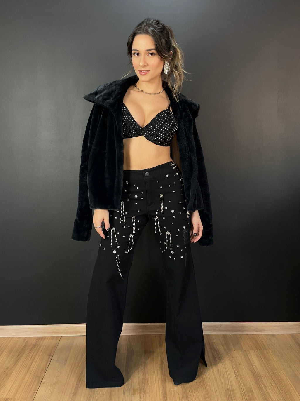 Calça jeans aplicações Mondabelle