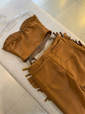 Conjunto Suede com Franjas Western Country
