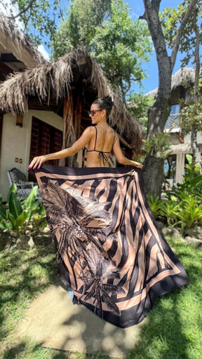 Pareô Canga Zebra Bege e preto