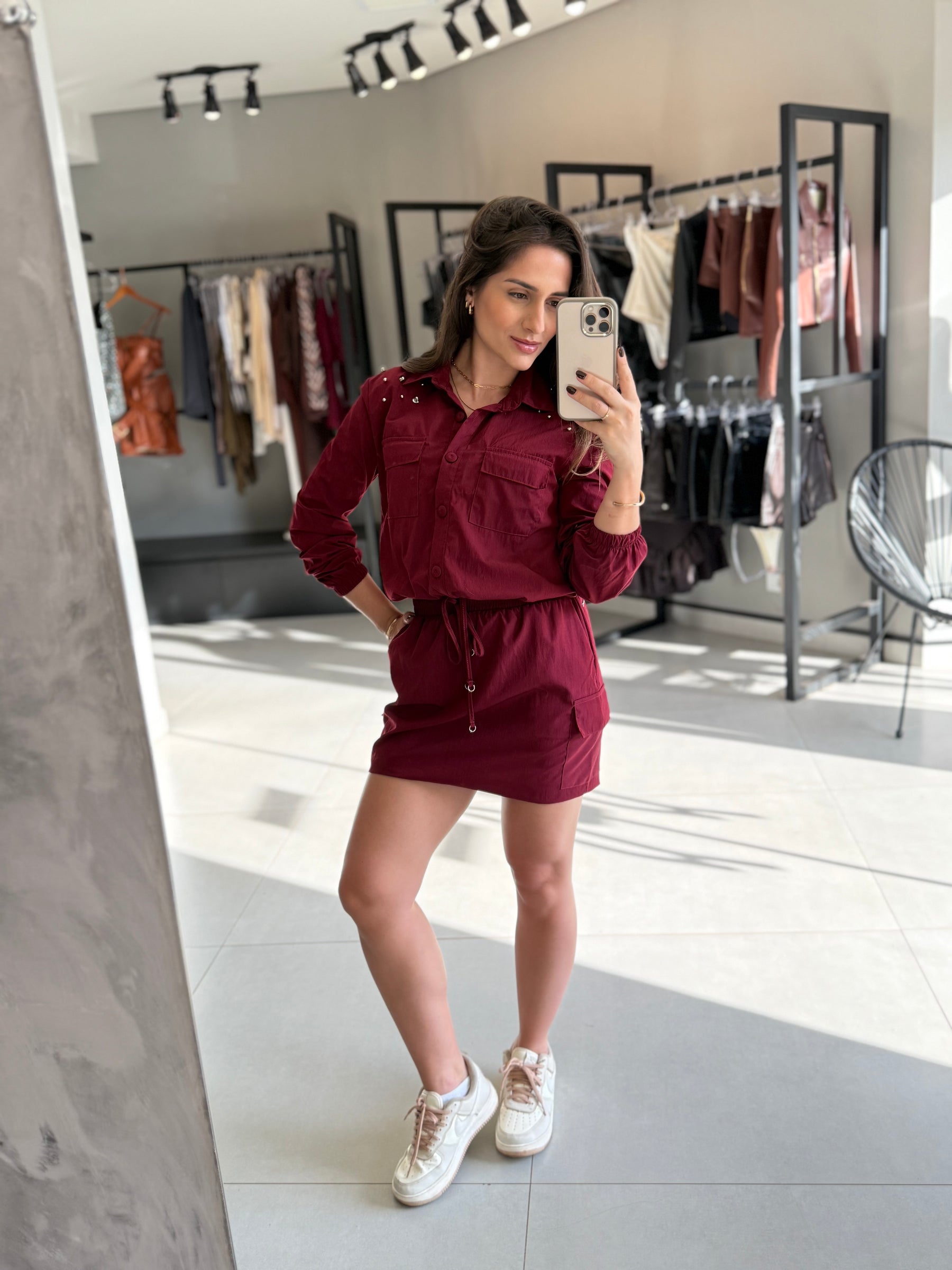 Conjunto Jaqueta Corta Vento Vinho