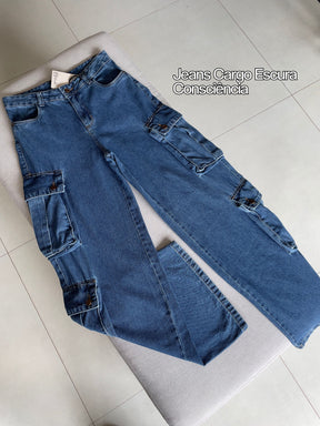 Calça Jeans Cargo Escura - Consciência Jeans