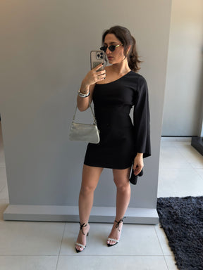 Vestido Curto Manga Única Flare de Vesta