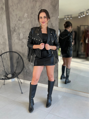 Jaqueta Feminina Country em Couro com Franjas