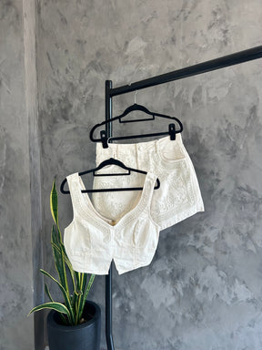 Conjunto Sarja Bordado Off White