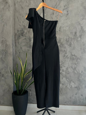 Vestido Feminino Midi Social Laço com Cauda