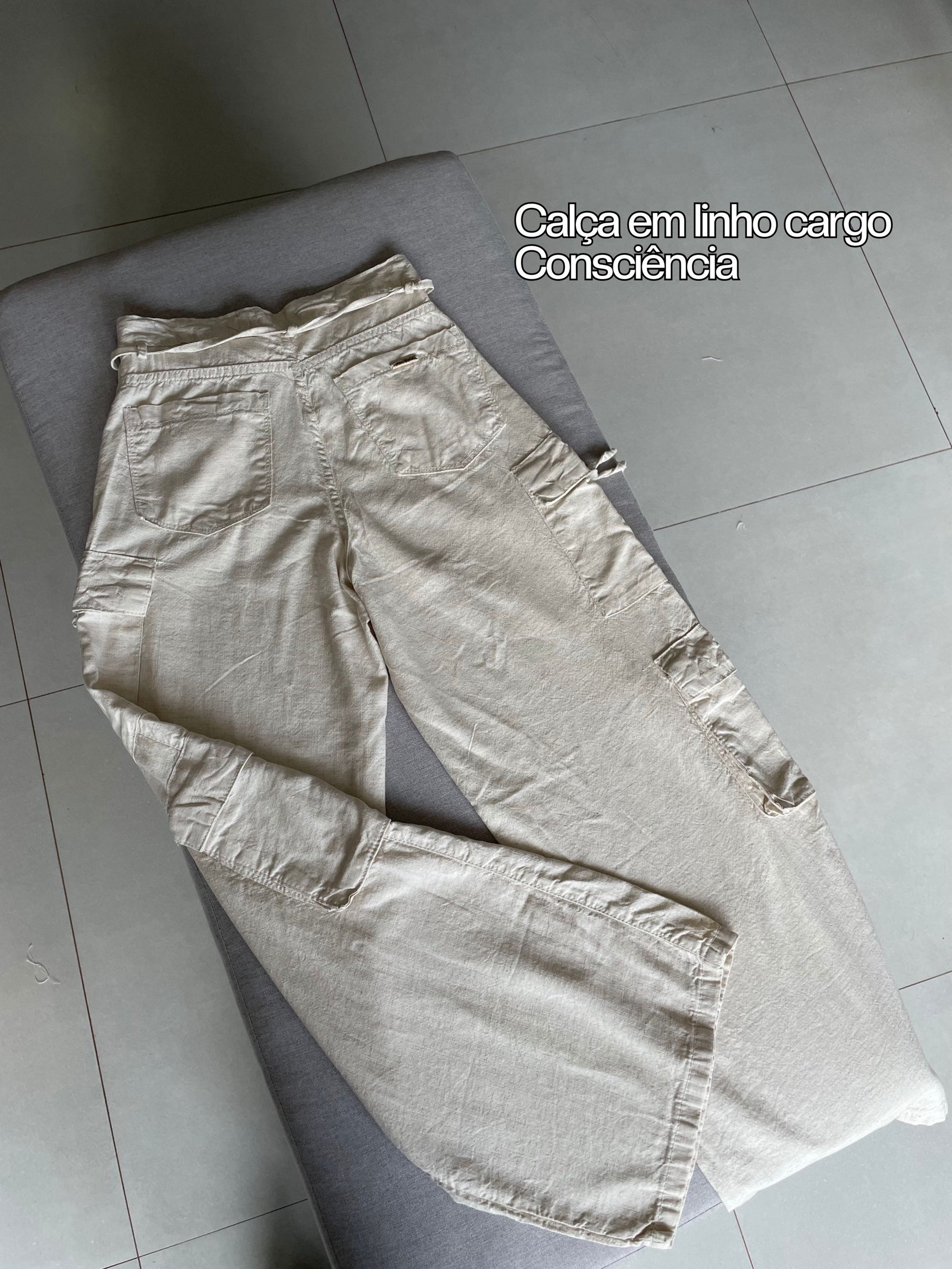 Calça Wide Leg Linho Cargo Consciência