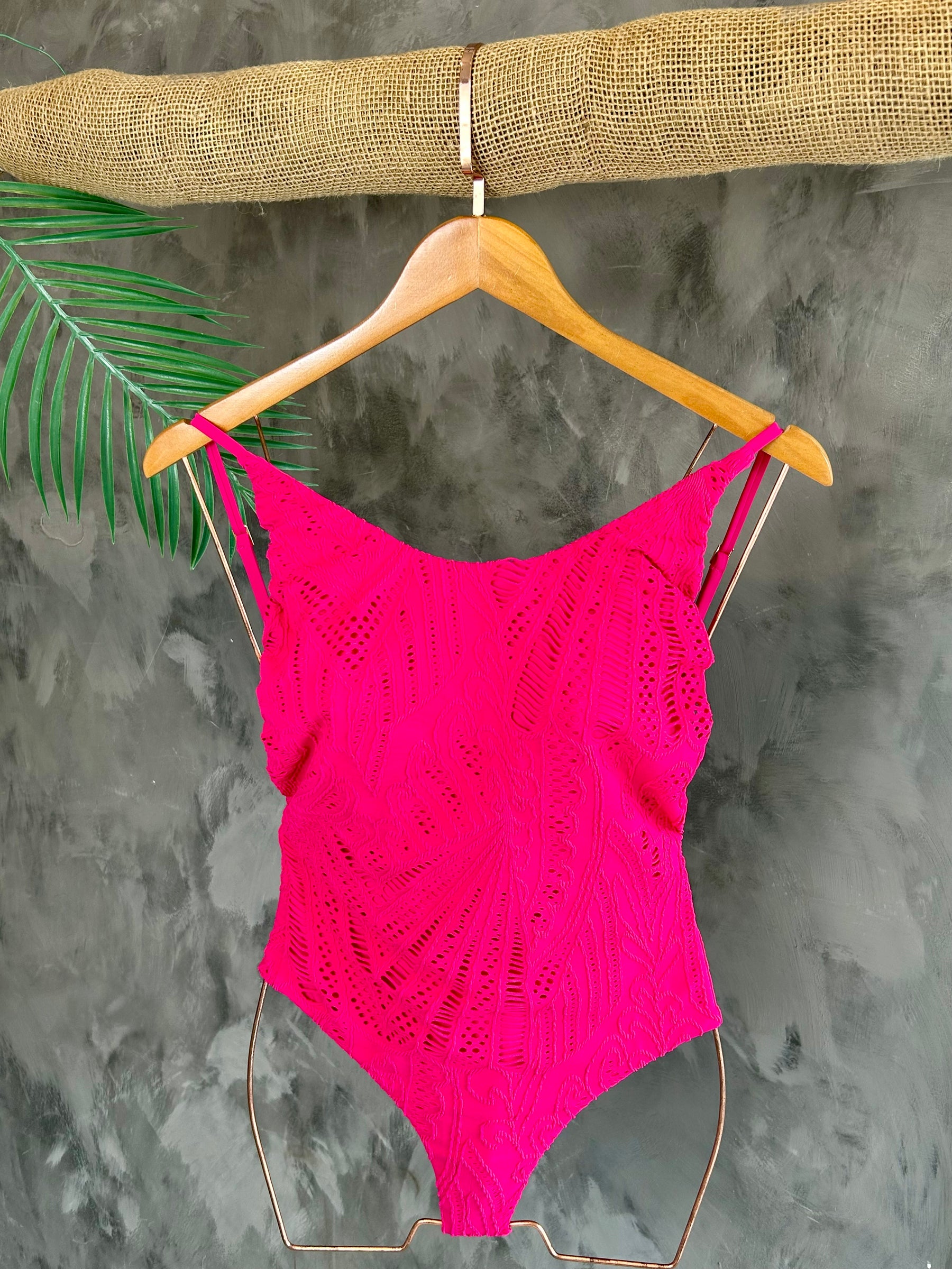 Maiô Cavado Renda pink