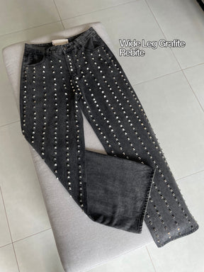 Calça Jeans Rebite Grafite
