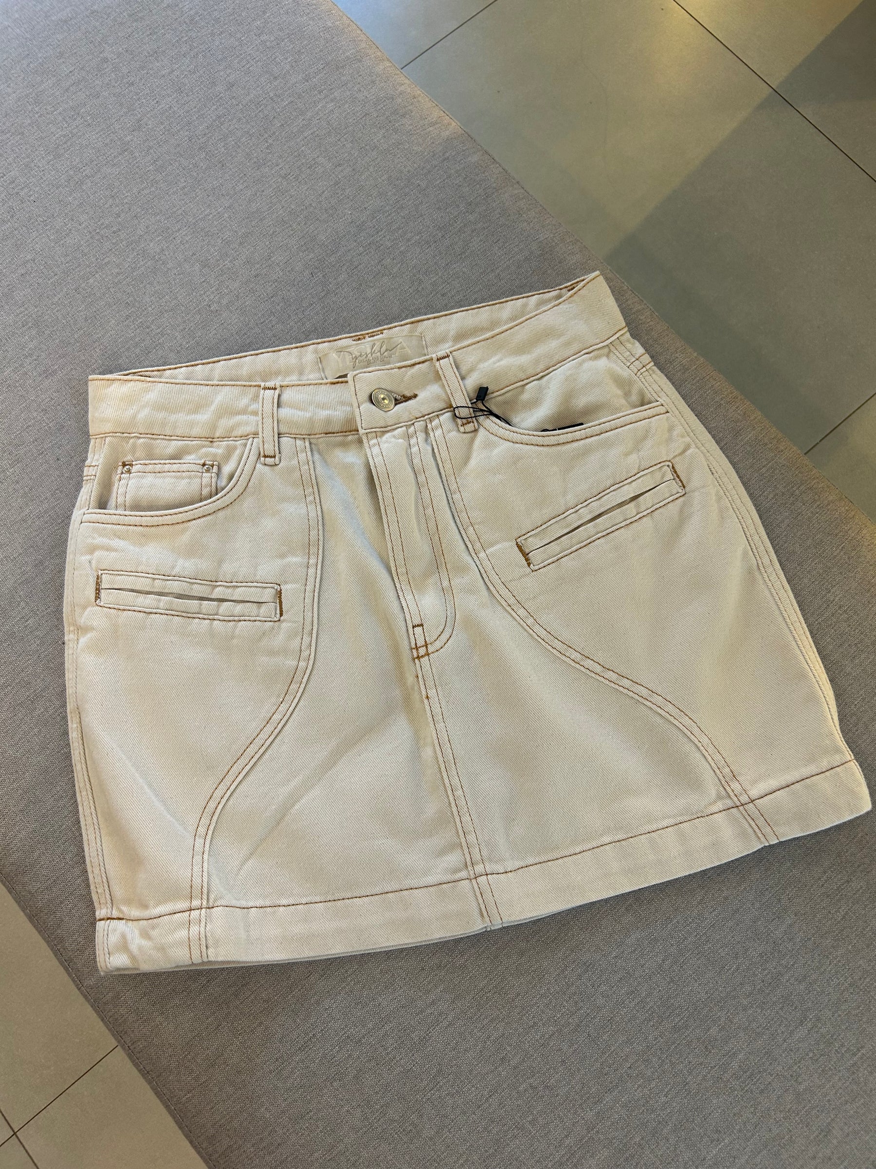 Saia Jeans Pespontada