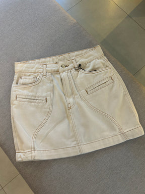 Saia Jeans Pespontada